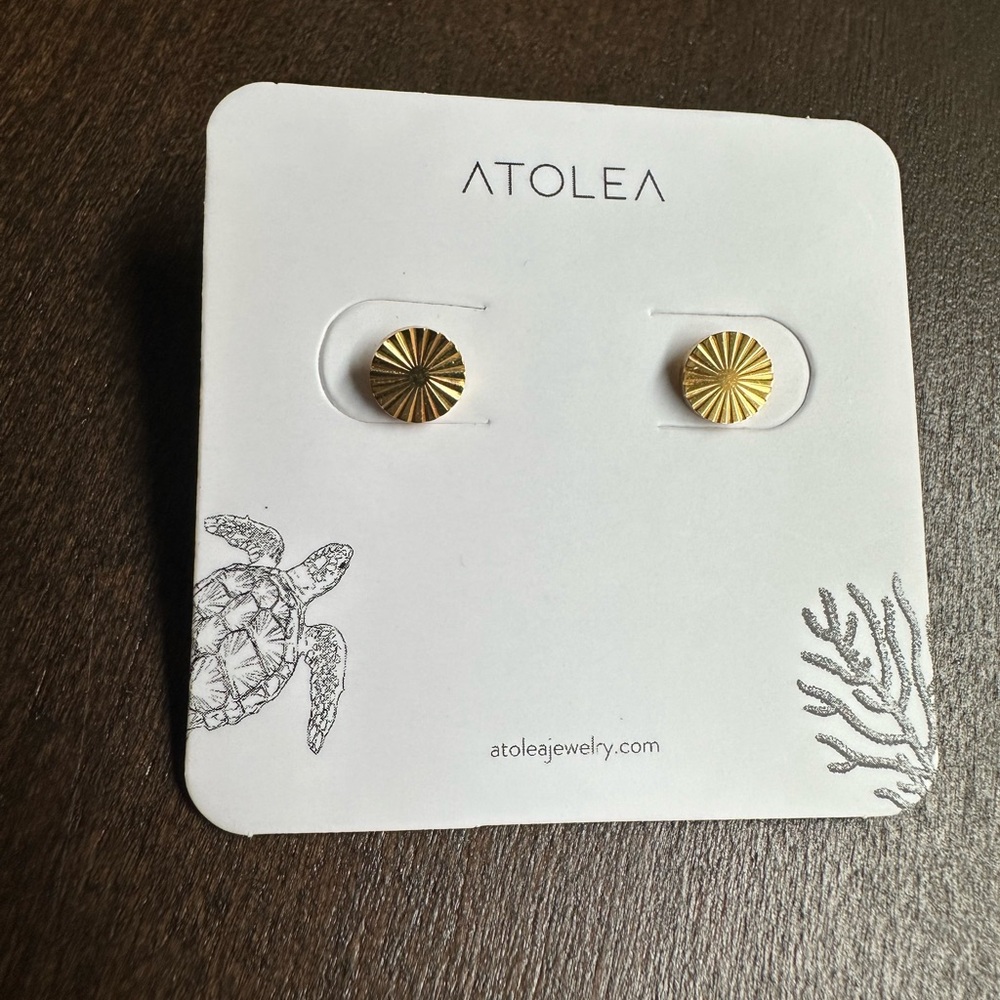 Atolea Radiant Gold Sunburst Stud Earrings